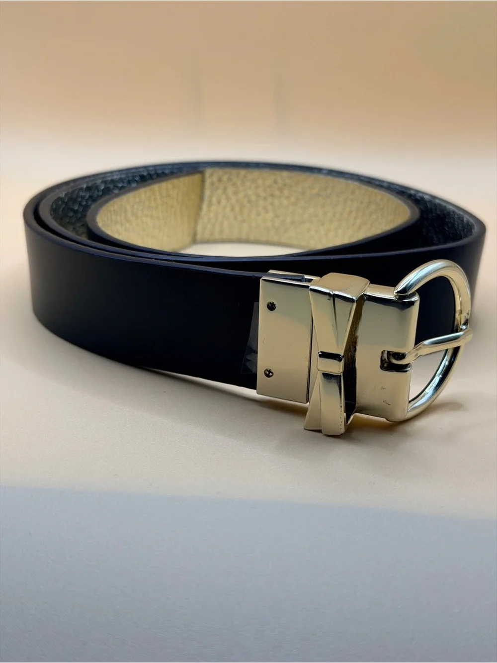 kate spade Gold Metallic Leather Belt with Bow Buckle